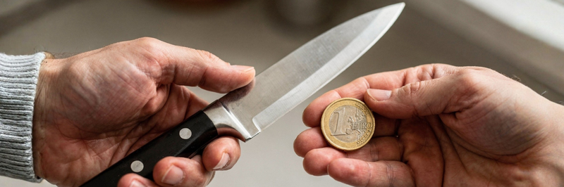 offrir une pièce contre un couteau