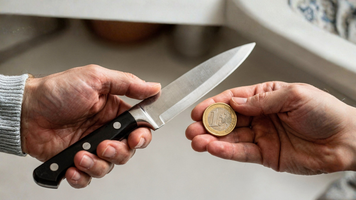 offrir une pièce contre un couteau