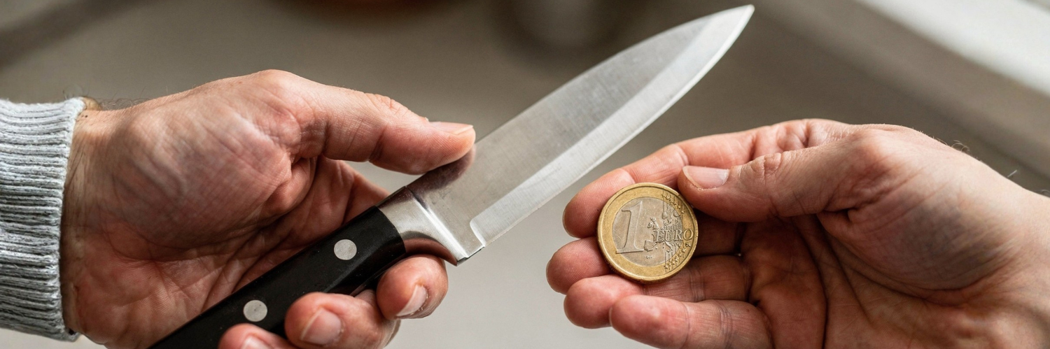 offrir une pièce contre un couteau