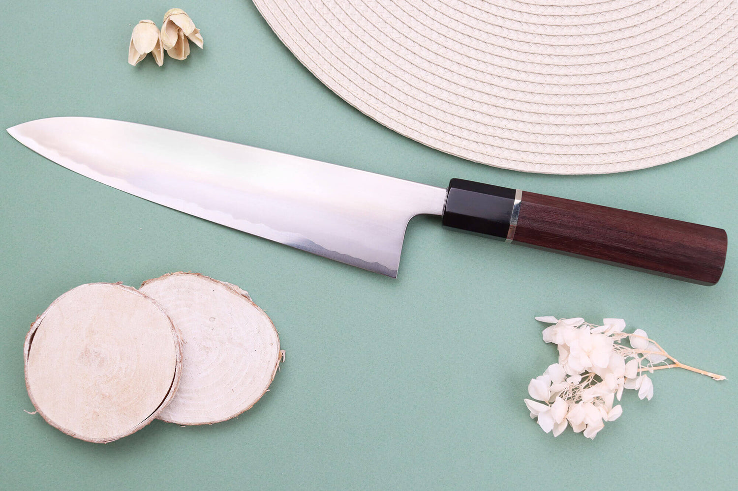 Couteau de chef 21cm japonais artisanal Toshihiro Wakui Shirogami 2 San Maï poli