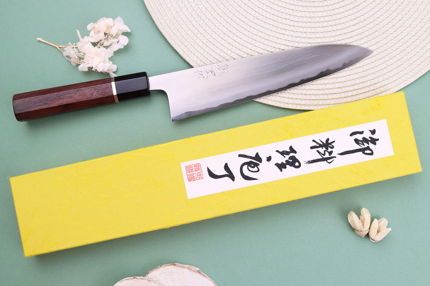 Couteau de chef 21cm japonais artisanal Toshihiro Wakui Shirogami 2 San Maï poli