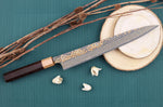 Couteau sujihiki 27cm japonais artisanal Takeshi Saji VG10 Gold