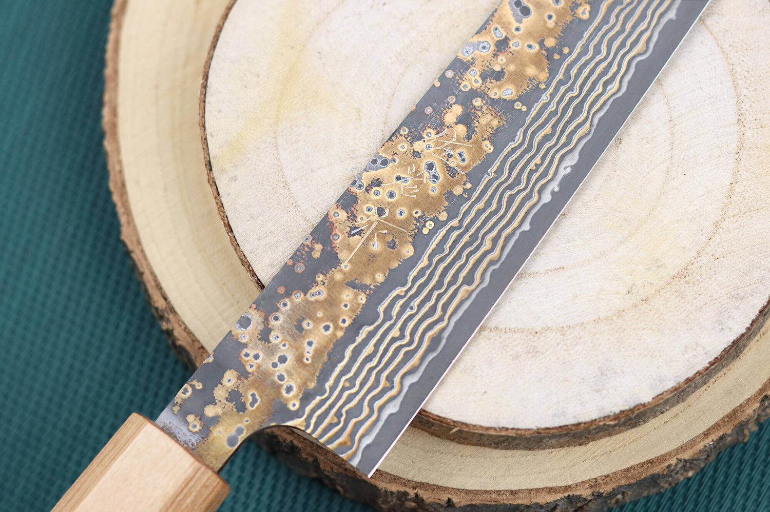 Couteau sujihiki 27cm japonais artisanal Takeshi Saji VG10 Gold