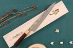 Couteau sujihiki 27cm japonais artisanal Takeshi Saji VG10 Gold