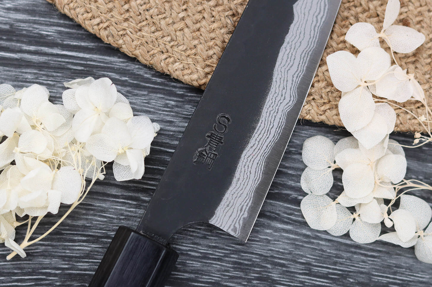 Couteau universel japonais artisanal Nao Yamamoto Damas AS brut de forge 15cm