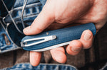 Couteau pliant Böker Coffin Denim 112944 manche en micarta bleu 10,7cm