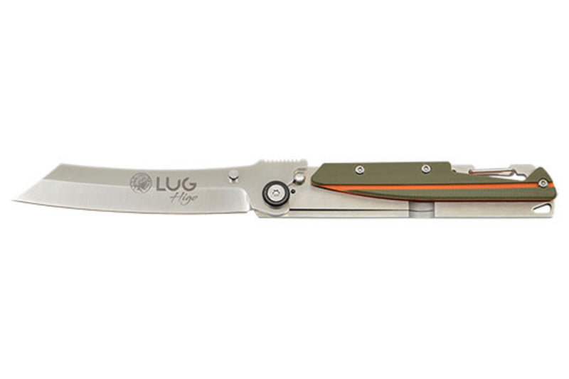Couteau pliant LUG Higo LUSP3SHOK manche en acier et G10 kaki et orange 11cm