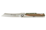 Couteau pliant LUG Higo LUSP3SHOK manche en acier et G10 kaki et orange 11cm