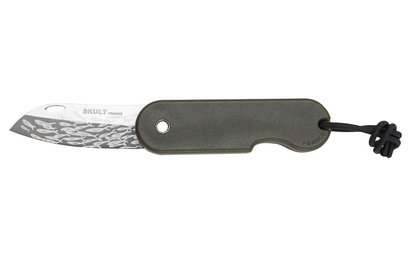 Couteau pliant Skult français éco-responsable Le Banc de Poissons manche vert 10cm