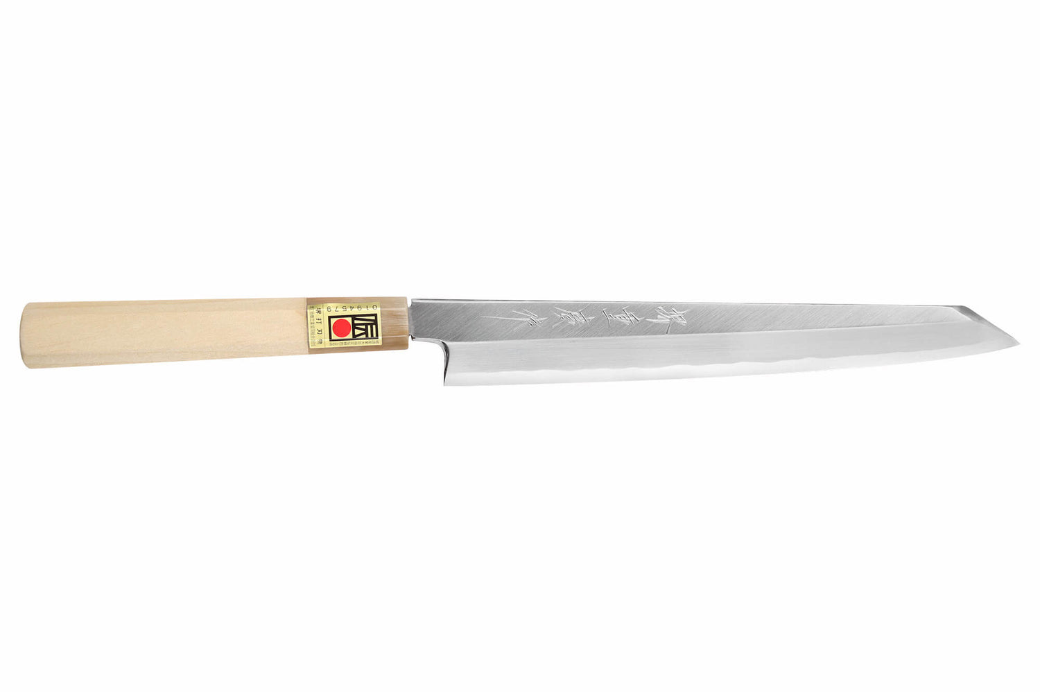 Couteau yanagiba kiritsuke japonais artisanal Kasahara Shigehiro forgé par Yoshikazu Ikeda 21cm