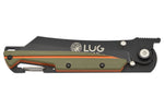 Couteau pliant LUG Higo Titanium LUSP3THOK manche en acier et G10 Kaki et orange 11cm