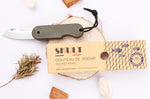 Couteau pliant Skult français éco-responsable manche vert 10cm