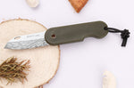 Couteau pliant Skult français éco-responsable Le Banc de Poissons manche vert 10cm