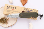 Couteau pliant Skult français éco-responsable Le Banc de Poissons manche vert 10cm