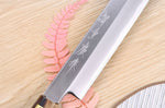 Couteau yanagiba kiritsuke japonais artisanal Kasahara Shigehiro forgé par Yoshikazu Ikeda 27cm