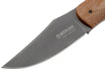Couteau Böker Boxer Fixed 120503 lame en acier 8,4cm manche en micarta marron + étui en cuir
