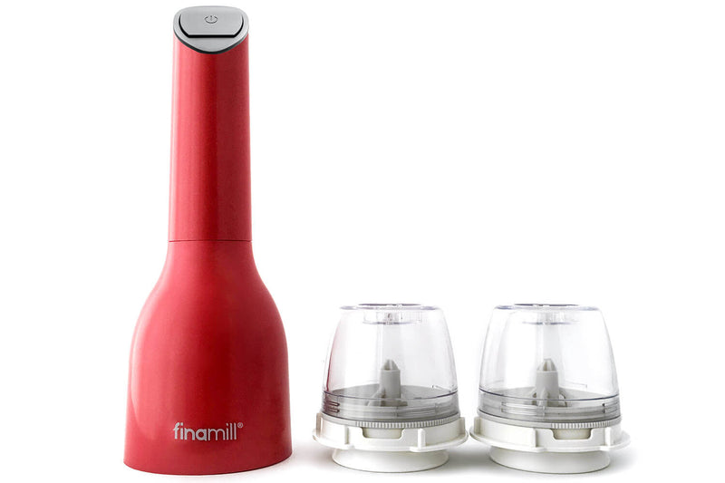Moulin à épices électrique Finamill PRO Plus rouge + 2 capsules de broyage
