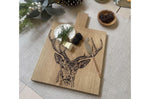 Planche de service en chêne Selbrae House 35x25x2cm avec poignée - Motif cerf