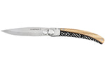 Couteau pliant Le Coq Français Celtic artisanal manche bois d'olivier 11,5cm + étui