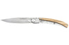 Couteau pliant Le Coq Français Chemin de Saint-Jacques artisanal manche bois d'olivier 11,5cm + étui