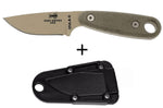 Couteau Esee Izula II DT lame acier carbone 6,2cm manche micarta désert + étui