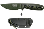 Couteau Esee 3 3PMOD-003 lame acier carbone 8,8cm manche G10 vert et noir + étui