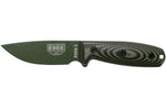 Couteau Esee 3 3PMOD-003 lame acier carbone 8,8cm manche G10 vert et noir + étui