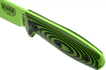 Couteau Esee 3 3PMVG-007 lame acier carbone 8,8cm manche G10 noir et vert venom + étui