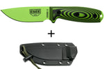 Couteau Esee 3 3PMVG-007 lame acier carbone 8,8cm manche G10 noir et vert venom + étui