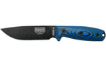 Couteau Esee 4 4PB-008 lame acier carbone 11,6cm manche G10 bleu et noir + étui