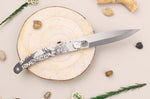 Couteau pliant Le Coq Français Louis XIV artisanal manche bois d'olivier 11,5cm + étui