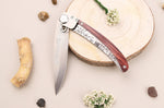 Couteau pliant Le Coq Français Vercingétorix artisanal manche bois de violette 11,5cm + étui