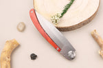 Couteau pliant Le Coq Français Charlemagne Red Heart artisanal manche bois rouge 11,5cm + étui