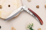 Couteau pliant Le Coq Français Charles de Gaulle artisanal manche bois de violette 11,5cm + étui