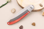 Couteau pliant Le Coq Français Bordeaux Red Heart artisanal manche bois rouge 11,5cm + étui
