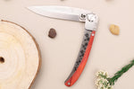 Couteau pliant Le Coq Français Bordeaux Red Heart artisanal manche bois rouge 11,5cm + étui