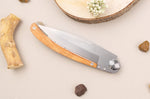 Couteau pliant Le Coq Français Paris artisanal manche bois d'olivier 11,5cm + étui