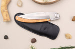 Couteau pliant Le Coq Français Paris artisanal manche bois d'olivier 11,5cm + étui