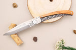 Couteau pliant Le Coq Français Celtic artisanal manche bois d'olivier 11,5cm + étui
