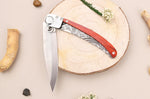 Couteau pliant Le Coq Français Tokyo Red Heart artisanal manche bois rouge 11,5cm + étui