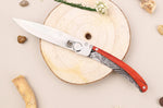 Couteau pliant Le Coq Français Tokyo Red Heart artisanal manche bois rouge 11,5cm + étui