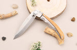 Couteau pliant Le Coq Français Nautic artisanal manche bois d'olivier 11,5cm + étui