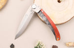 Couteau pliant Le Coq Français Safari Red Heart artisanal manche bois rouge 11,5cm + étui