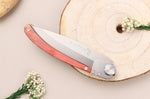 Couteau pliant Le Coq Français Safari Red Heart artisanal manche bois rouge 11,5cm + étui