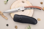 Couteau pliant Le Coq Français Forêt artisanal manche bois de violette 11,5cm + étui