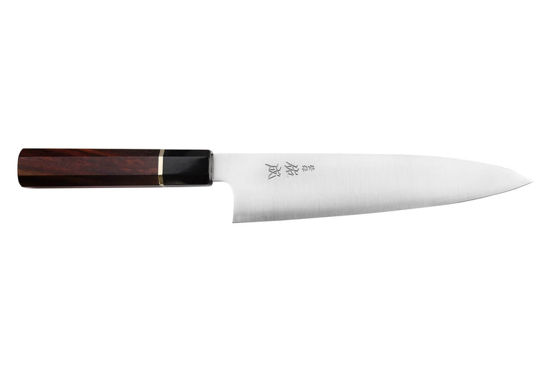 Couteau de chef 21cm japonais artisanal Sukenari SG2 San Maï manche en bois de rose