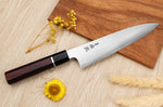 Couteau de chef 21cm japonais artisanal Sukenari SG2 San Maï manche en bois de rose