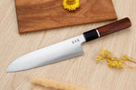 Couteau santoku 19,5cm japonais artisanal Sukenari SG2 San Maï manche en bois de rose