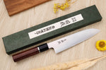 Couteau santoku 19,5cm japonais artisanal Sukenari SG2 San Maï manche en bois de rose