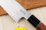 Couteau santoku 19,5cm japonais artisanal Sukenari SG2 San Maï manche en bois de rose